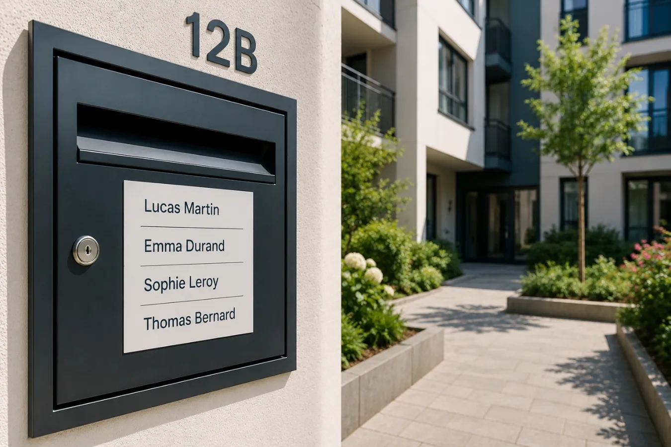 Boîte aux lettres en colocation avec plusieurs noms de colocataires