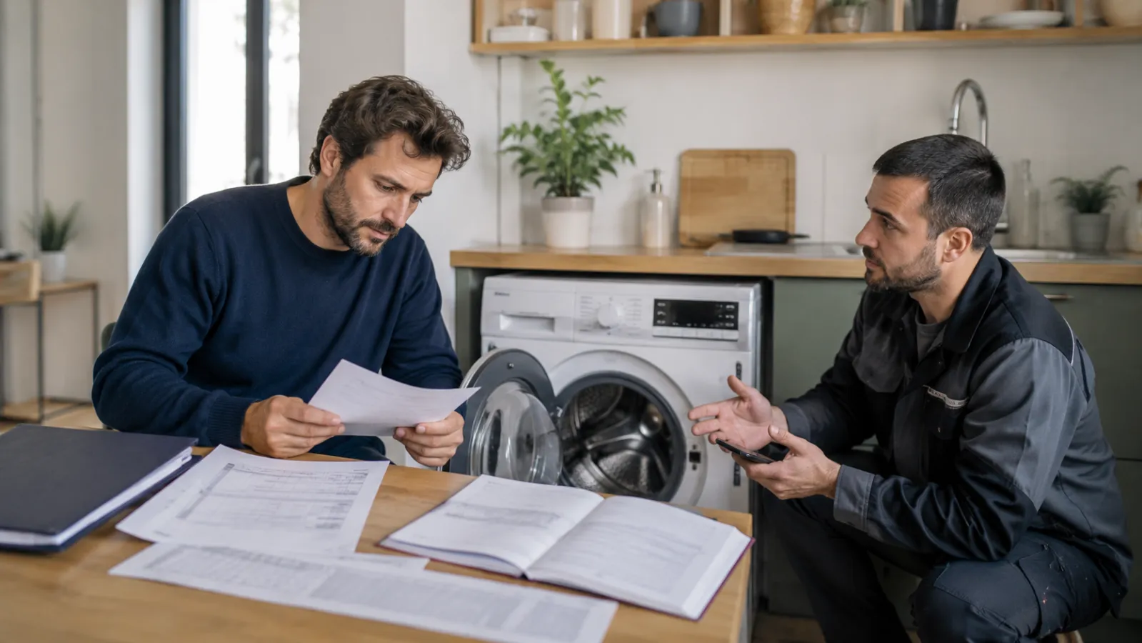 Panne d’électroménager en location meublée dans une cuisine moderne