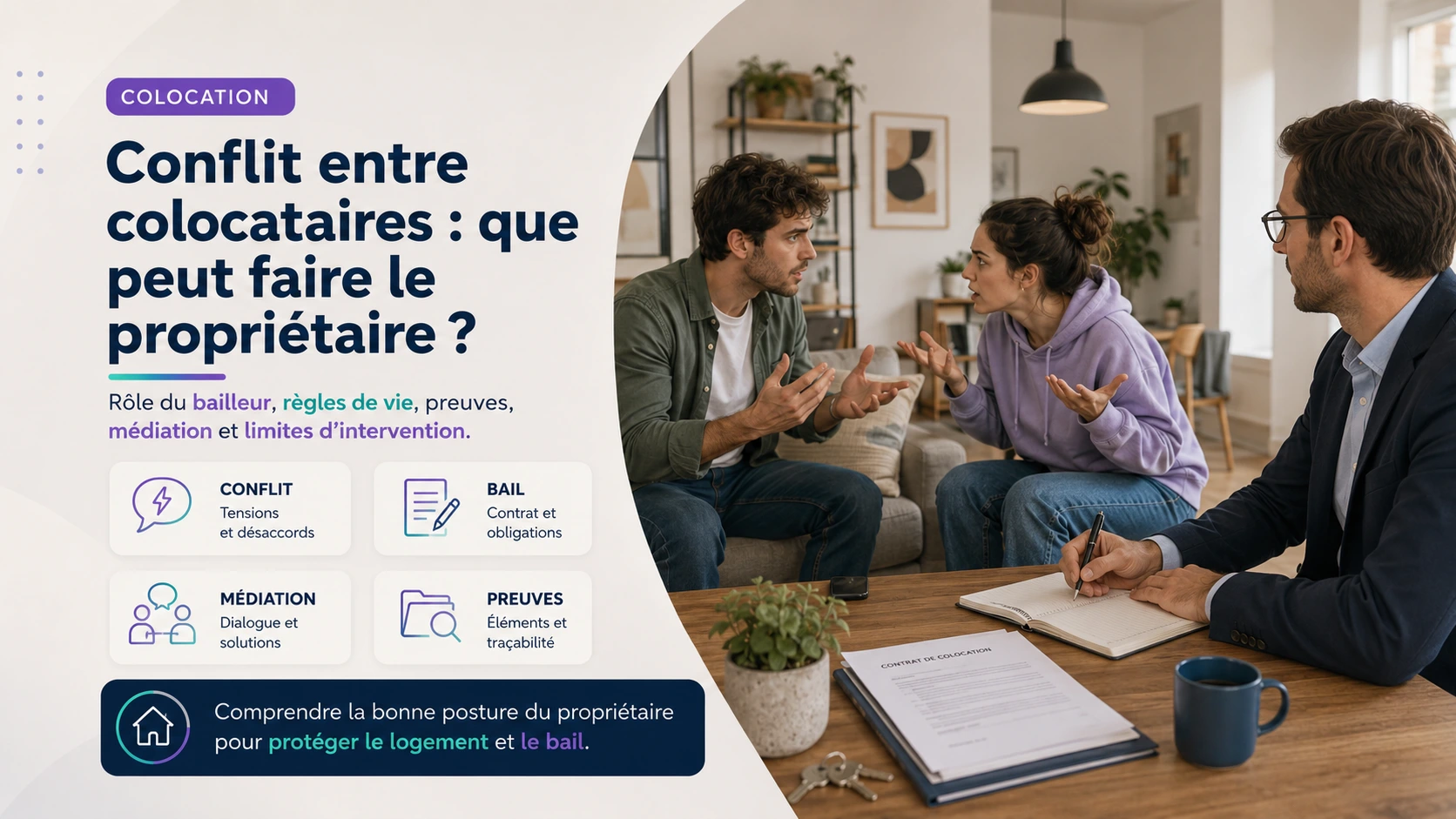 Conflit entre colocataires et rôle du propriétaire