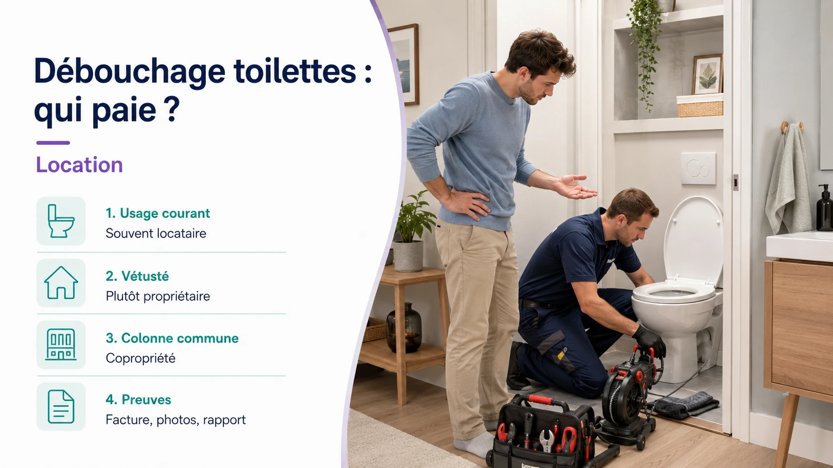 Débouchage toilettes en location qui paie