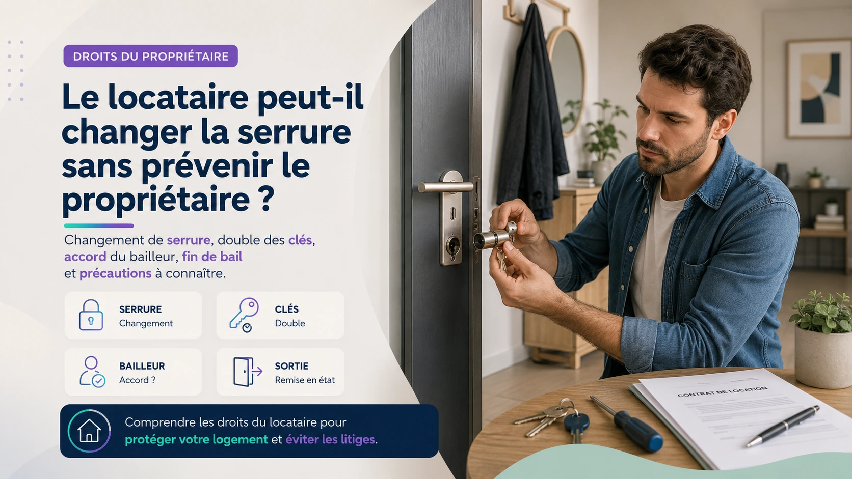 changer la serrure par le locataire sans prévenir le propriétaire