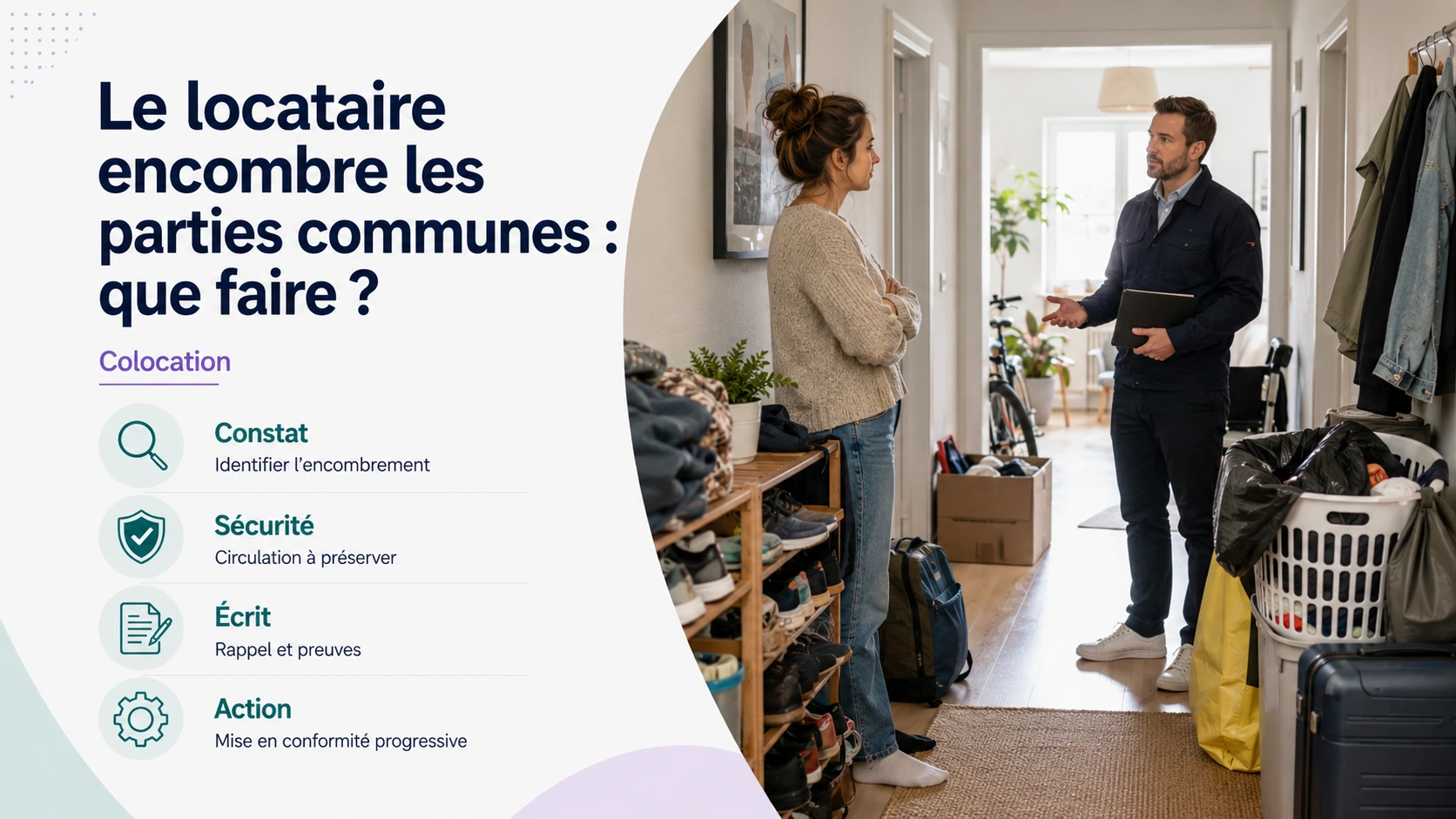 Locataire encombre les parties communes en colocation