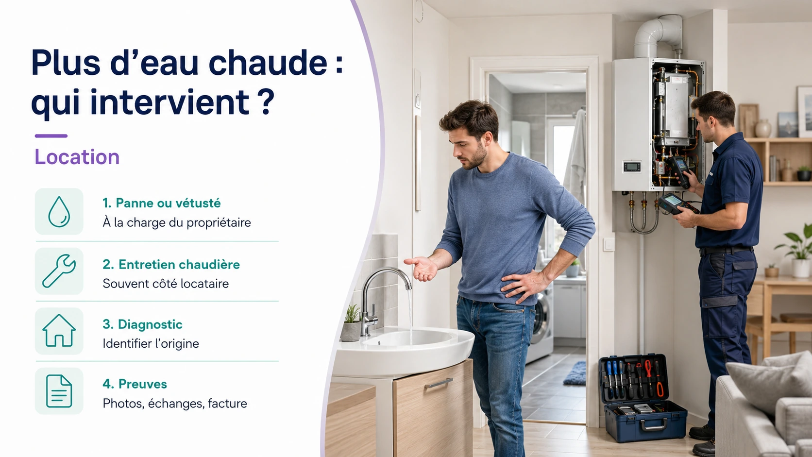 Plus d'eau chaude dans une location propriétaire ou locataire responsable