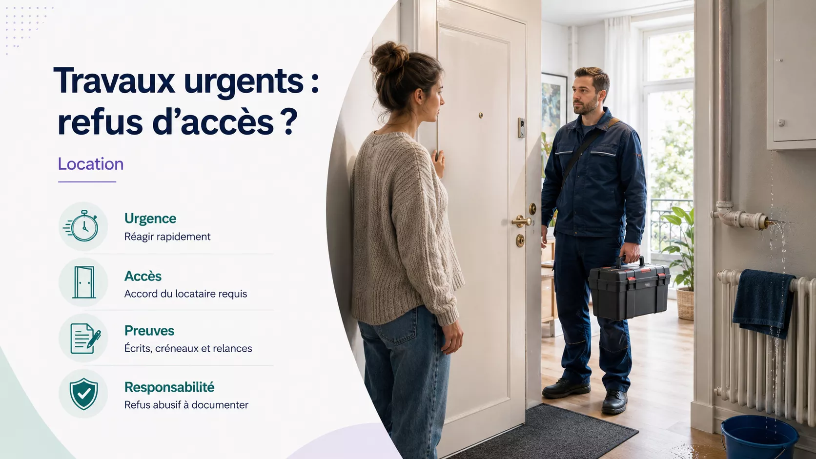 Travaux urgents locataire refuse accès au logement propriétaire