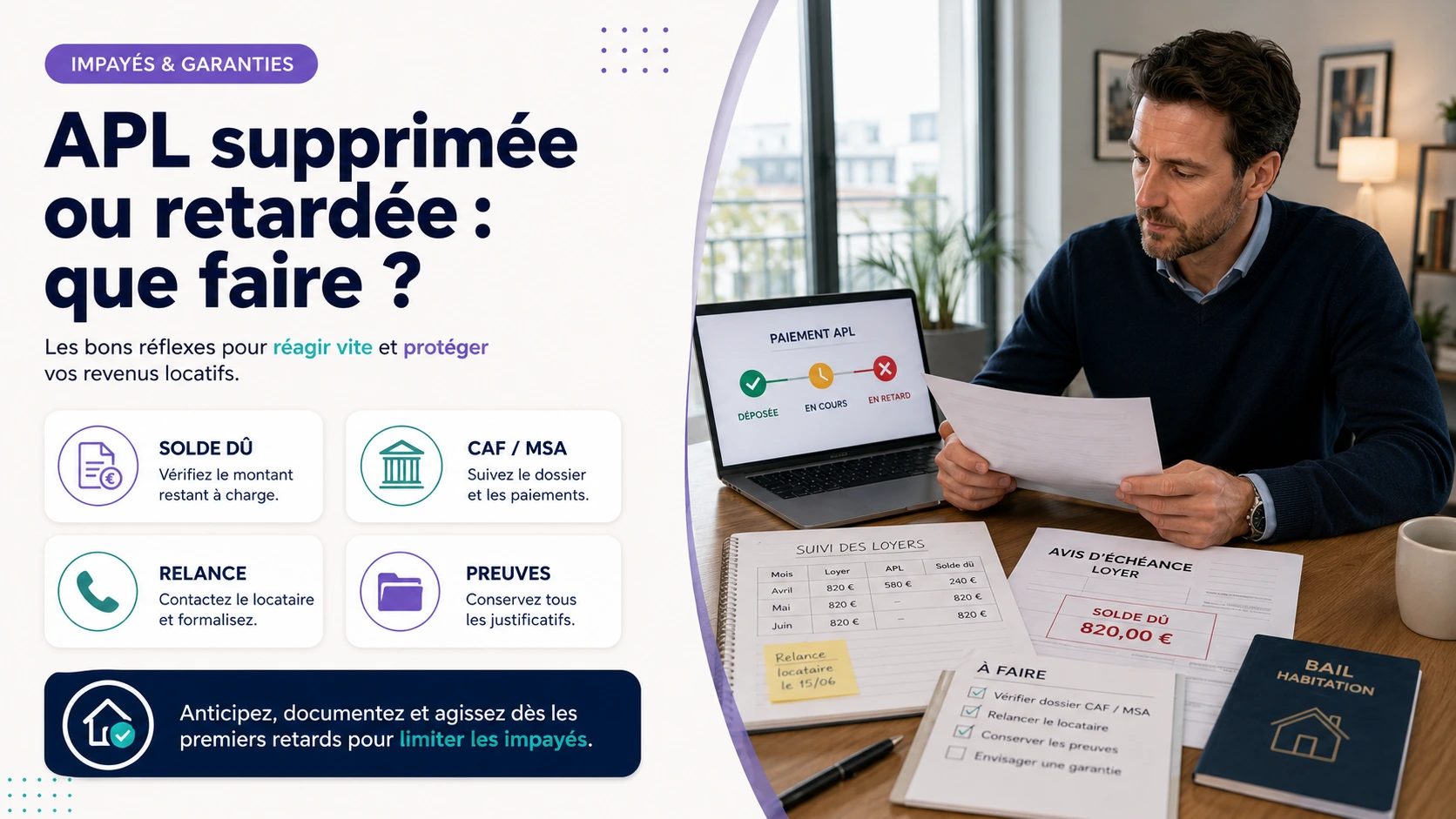 APL supprimée ou retardée et loyer impayé