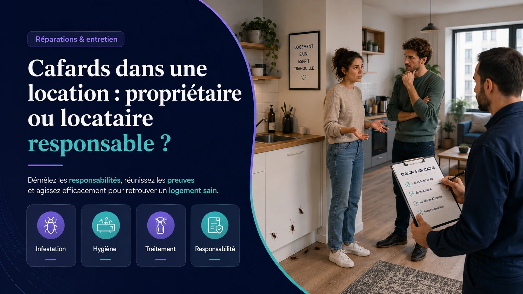 Cafards dans une location et responsabilité propriétaire locataire