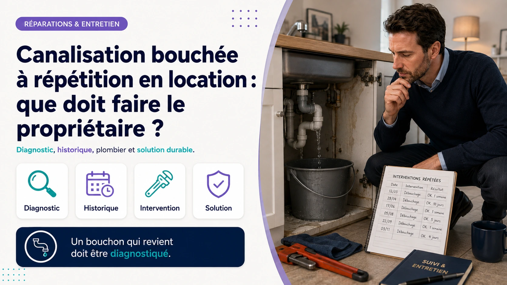 Canalisation bouchée à répétition dans un logement en location