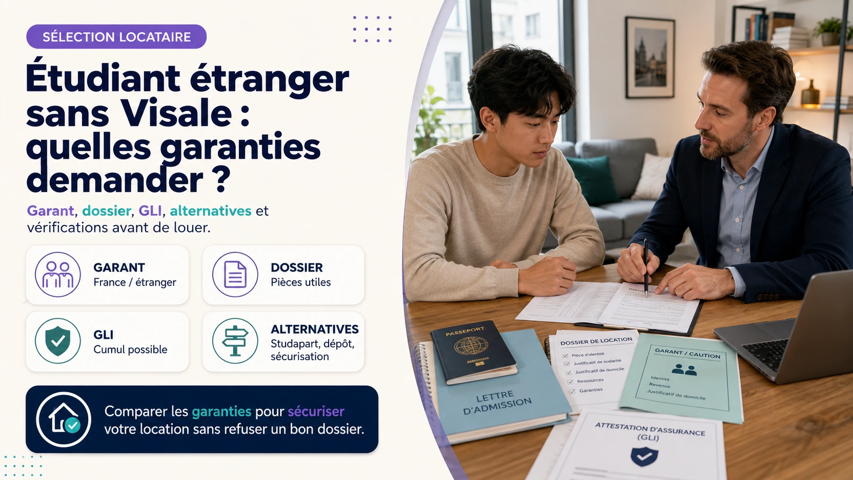 Étudiant étranger sans Visale et garanties à demander avant de louer