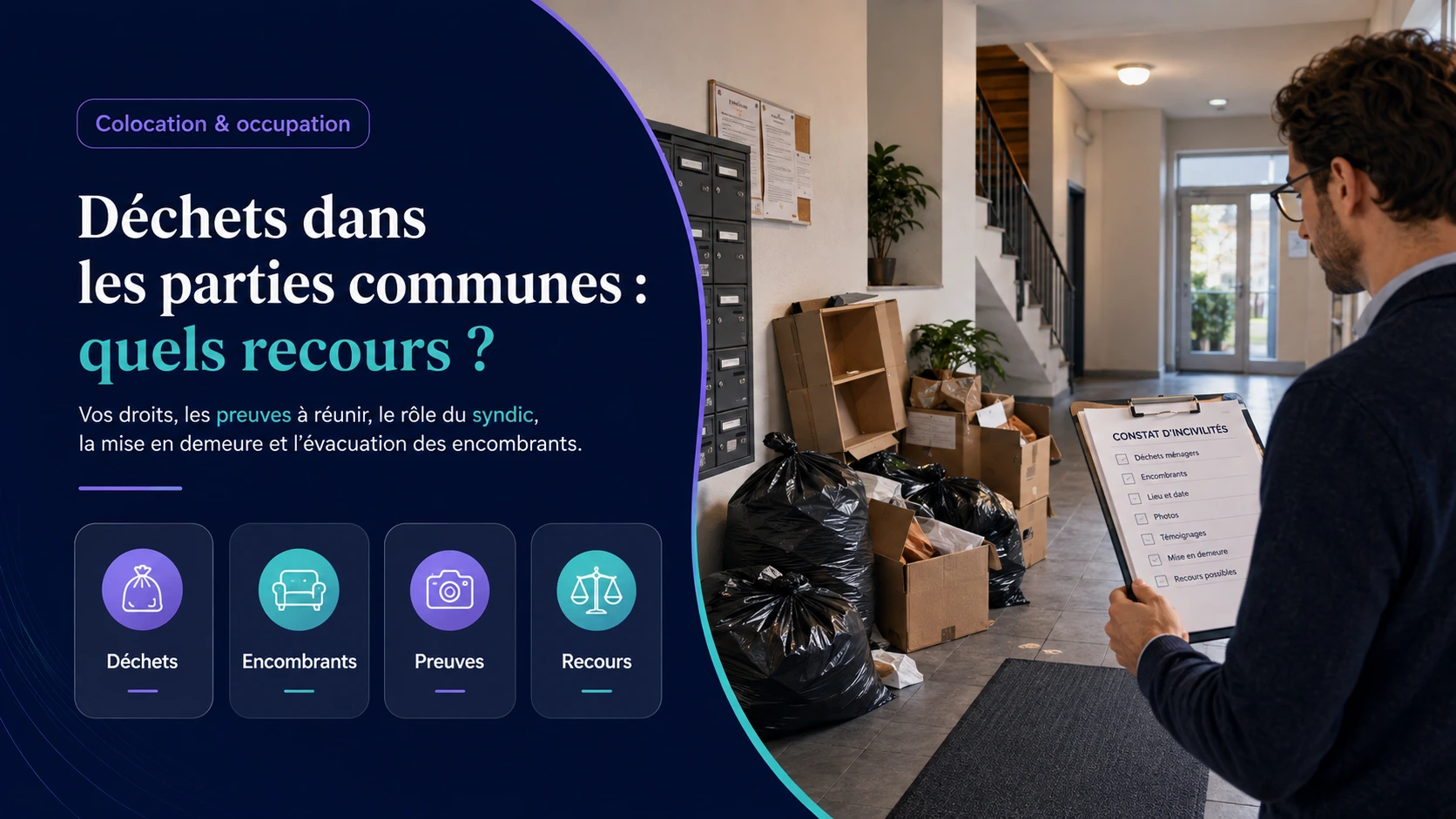 Locataire qui laisse des déchets ou encombrants dans les parties communes