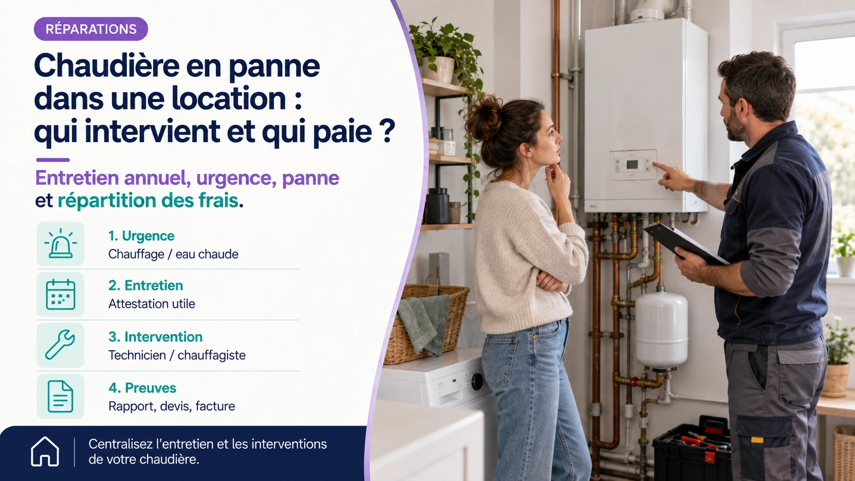 Chaudière en panne dans une location avec propriétaire et chauffagiste